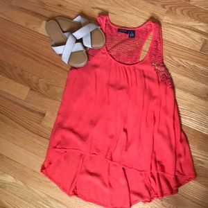 Tops - ✨ Coral High Low tank with crochet detailing ✨ Tops - ✨ Coral High Low tank with crochet detailing ✨